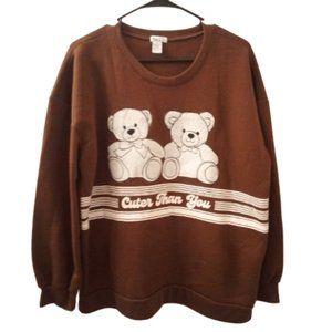 Rue21 Cutter Than You Teddy Bear Sweatshirt Brown Size XL